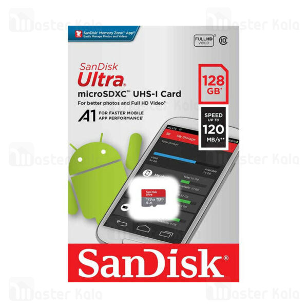 کارت حافظه میکرو اس دی 128 گیگابایت SanDisk U1 A1 653X 120MB